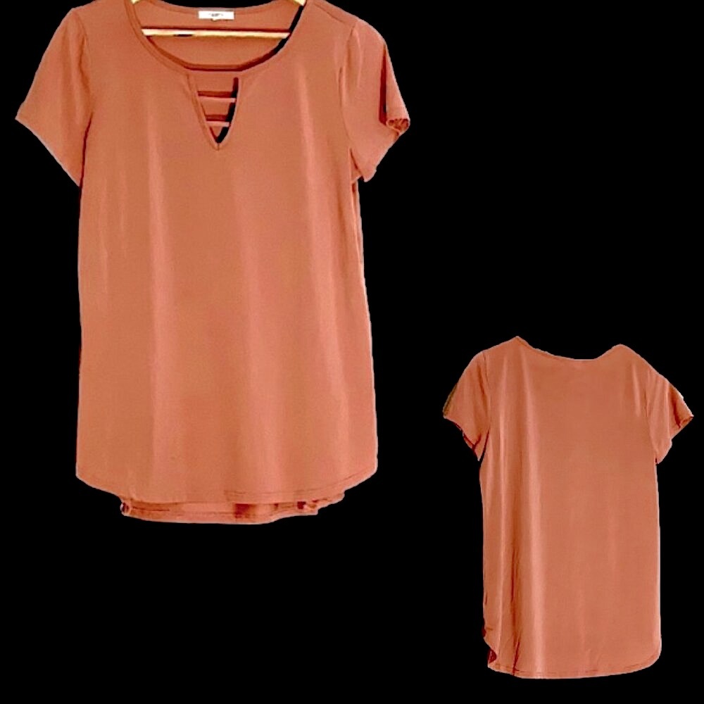 Maurices Ladder-Neckline Dusty Rose T-Shirt